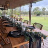 large wooden timber trestle table for parties, events, weddings to hire from exotic soirees
