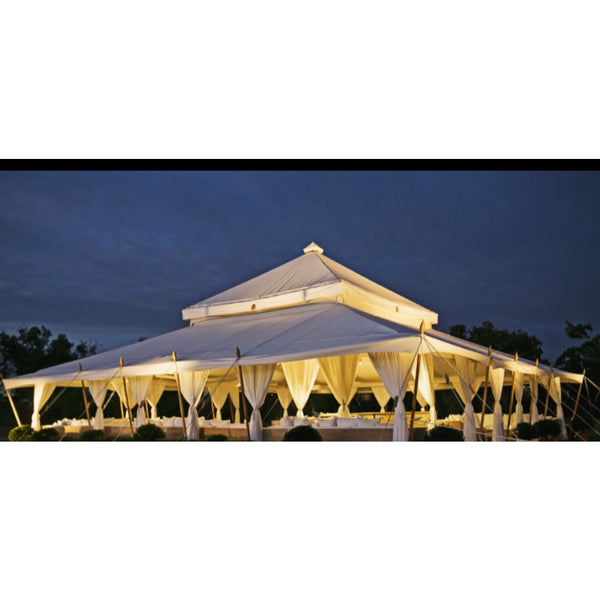 white Mugal tent marquee with magical lighting