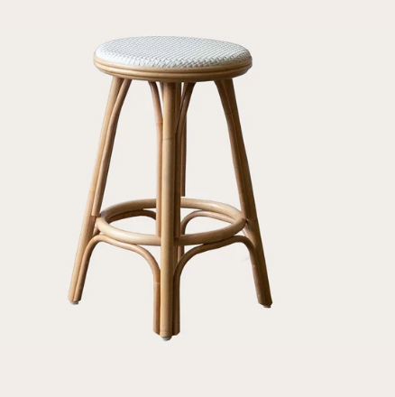 rattan natural colour stool with white top